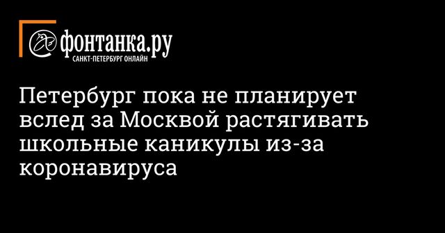 Петербург пока не планирует вслед за Москвой растягивать школьные каникулы из-за коронавируса