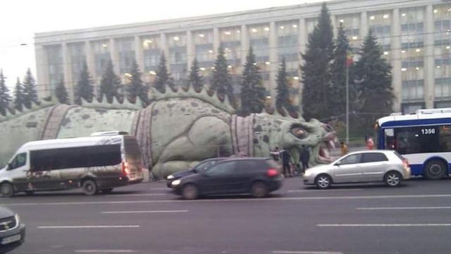 Situație încredibilă în Republica Moldova! Primarul Chișinăului cere demisii după ce o șopârlă uriașă a apărut lângă bradul de Crăciun