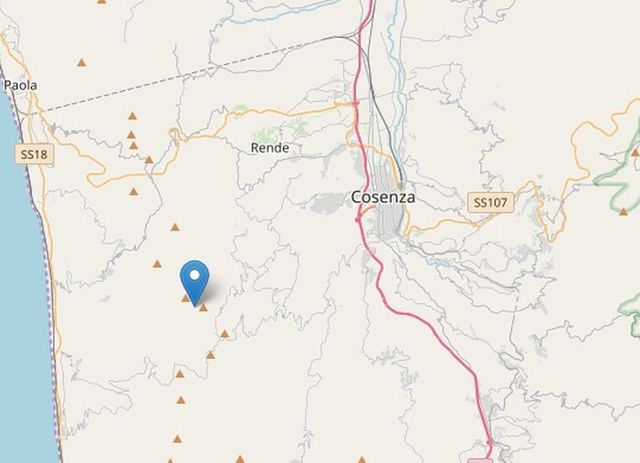 Scossa di terremoto di magnitudo 3.4 in provincia di Cosenza