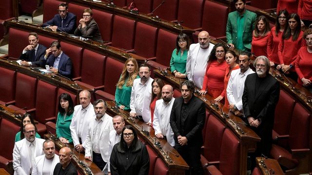 Deputati M5s in aula vestiti con i colori della bandiera palestinese