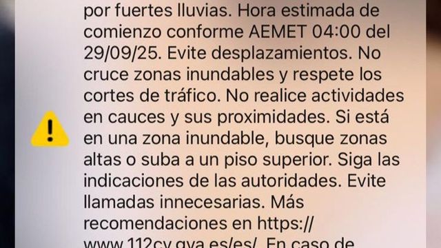 La Generalitat envía una alerta a los móviles del norte de Castellón y Valencia por fuertes lluvias