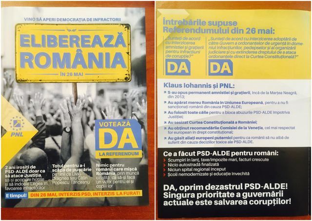 PNL, în campanie alături de Iohannis pentru referendum: Flyere distribuite prin curierat