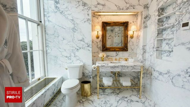 Renovare de lux la Casa Albă, marca Trump. Cum arată baia cu aur masiv și marmură alb-negru
