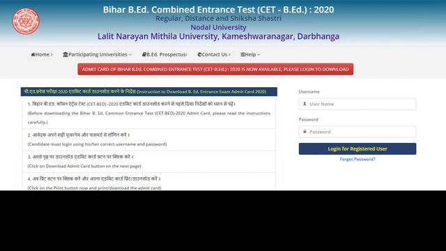 Bihar B.Ed Admit Card 2020 Released on Official Webesite, Here’s Direct Link to Download