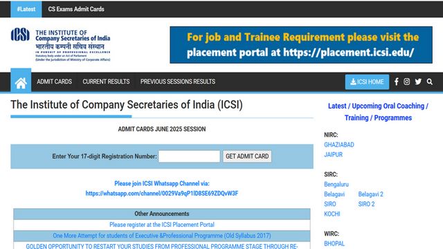 ICSI CS June 2025 admit card released; check exam details here