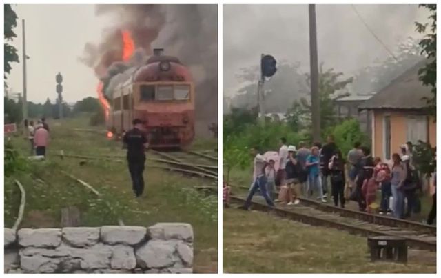 Сильный огонь охватил локомотив поезда Окница — Бельцы