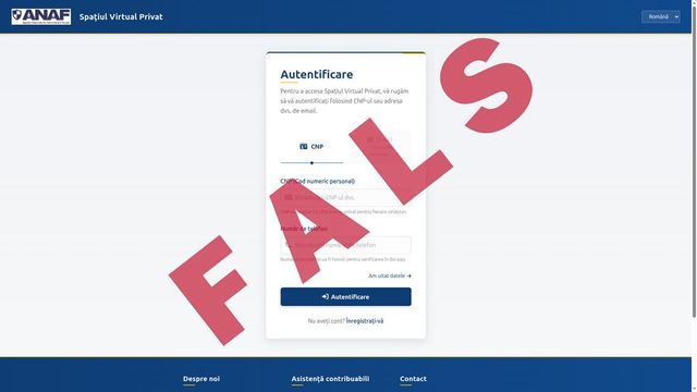 Atenționare ANAF: Un site fals imită instituția pentru a fura datele utilizatorilor
