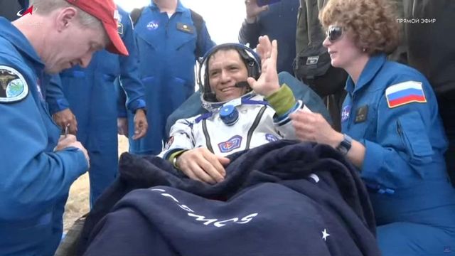 NASA astronaut, Russian cosmonauts return to earth after over a year-long space mission