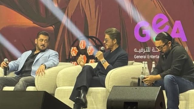 Shah Rukh Khan, Salman Khan, and Aamir Khan make rare appearance together on stage during an event in Riyadh. See pics