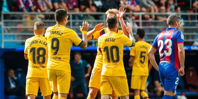 Lionel Messi, Luis Suarez, Antoine Griezmann on song to take Barcelona top