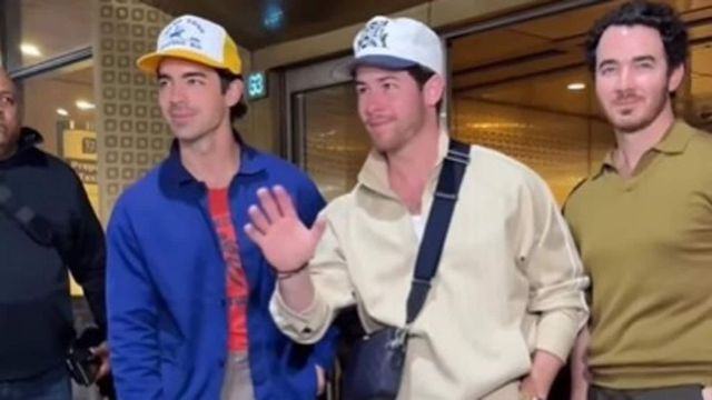 Jonas Brothers Nick, Kevin, and Joe arrive in Mumbai for their first-ever Lollapalooza performance in India