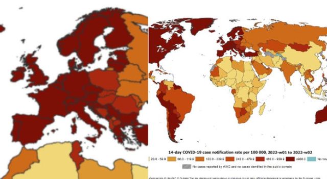 Omicron, Italia tutta in rosso scuro nella mappa Ecdc: massimo rischio in quasi tutta Europa