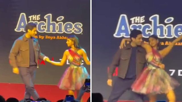 Suhana Khan dances with rumoured boyfriend Agastya Nanda at The Archies event, fans react. Watch