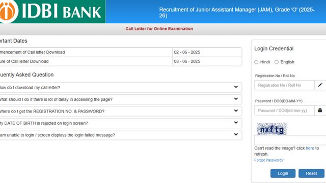 IDBI JAM admit card 2025 released; download link here