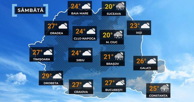 Prognoza meteo pentru sâmbătă, 14 iunie 2025: Vreme instabilă, cu alternanțe de soare și ploi în țară