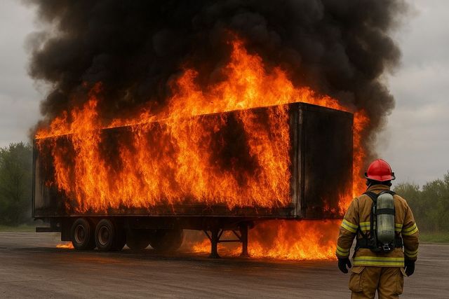 Пожарные потушили огонь, охвативший прицеп фуры в Бельцах