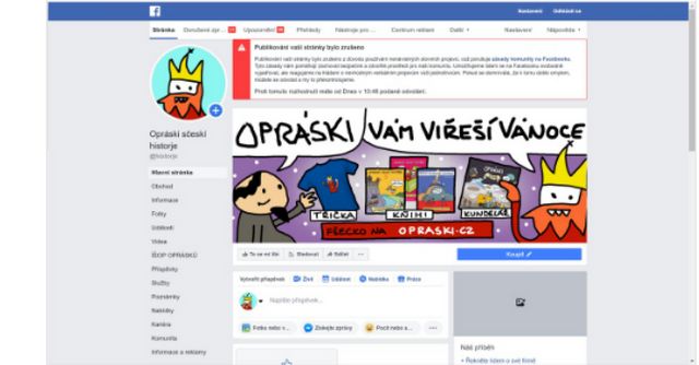 Facebook zrušil populární stránku „Opráski s historje“