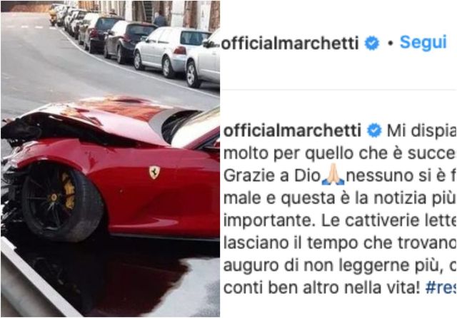 La Ferrari di Marchetti del Genoa distrutta in un incidente da un addetto dell’autolavaggio