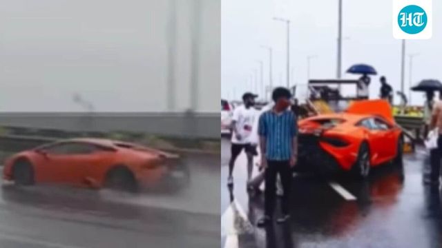 On cam, speeding Lamborghini crashes into divider on Coastal Road in Mumbai