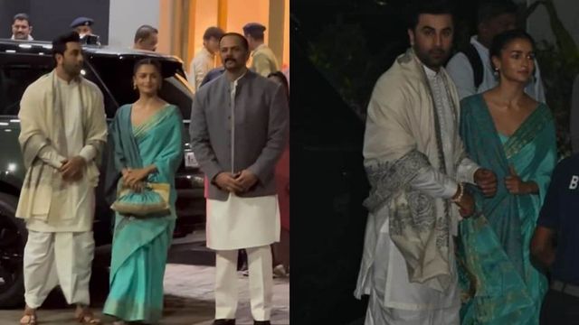 Alia Bhatt stuns in saree, Ranbir Kapoor wears dhoti-kurta for Ayodhya Ram Mandir consecration