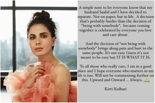 Kirti Kulhari announces separation from husband Saahil Sehgal