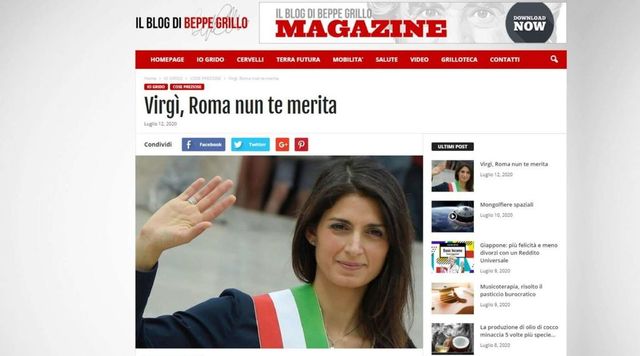 Grillo: 'Virginia annamosene, Roma non ti merita'