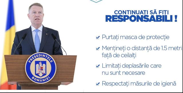 Klaus Iohannis: “Dacă purtăm măști, vom face posibilă ridicarea mai rapidă a cât mai multor restricții”