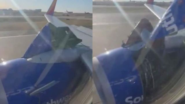 Boeing jet's engine cover falls off during takeoff, strikes wing