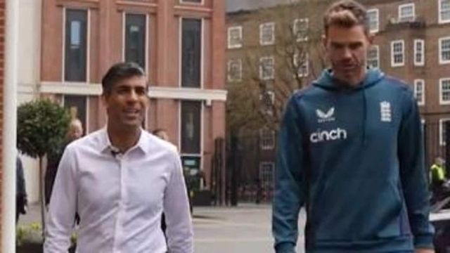 Watch: Rishi Sunak faces English pace legend James Anderson in cricket session