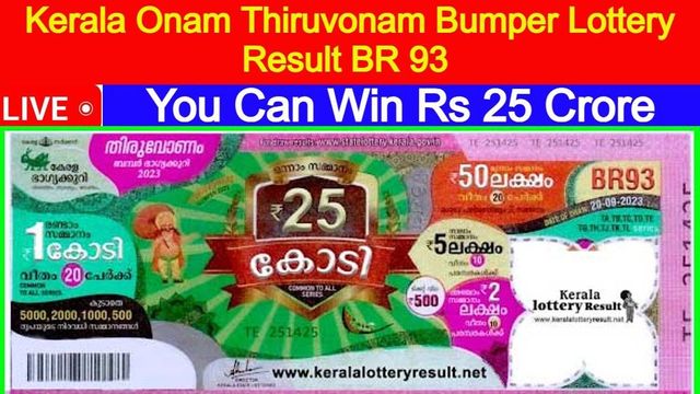 Kerala Lottery Today Thiruvonam Bumper BR-93 Result on 20 September; Prize Money