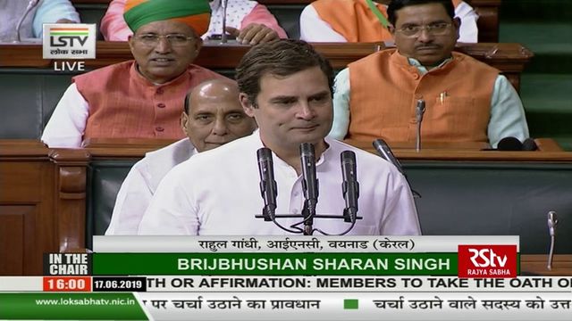Rahul Gandhi forgets to sign Parliament register after oath, gets nudge from Rajnath Singh