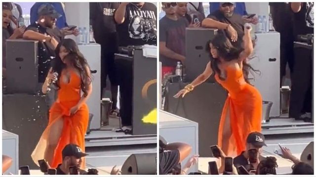 Cardi B throws mic at fan who threw drink at her during live concert, video goes viral