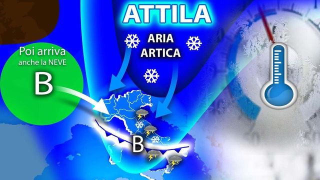 Previsione meteo, nel weekend arriva l’Inverno con la sciabolata artica di Attila e poi la neve in pianura