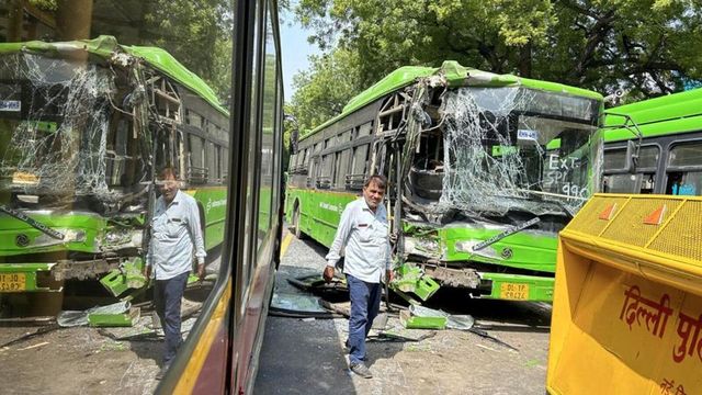 Two buses collide at Sansad Marg in Delhi