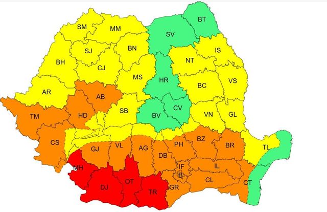 Cod roșu de caniculă pentru 15 județe și București. Alerta meteo extremă, extinsă de meteorologi, care au actualizat prognoza
