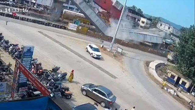 Caught on camera: Portion of flyover under construction collapses in Chiplun, Maharashtra