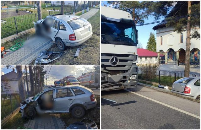 Accident grav în Suceava. Un bărbat a murit, iar o femeie se află în stare gravă. Impact dezastruos între o mașină și un TIR