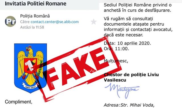 Atenție la mesajele false, ce par a fi trimise de Poliția Română!
