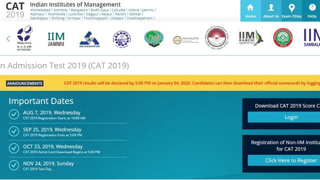 CAT Result 2019 to be declared today by 5 pm at iimcat.ac.in
