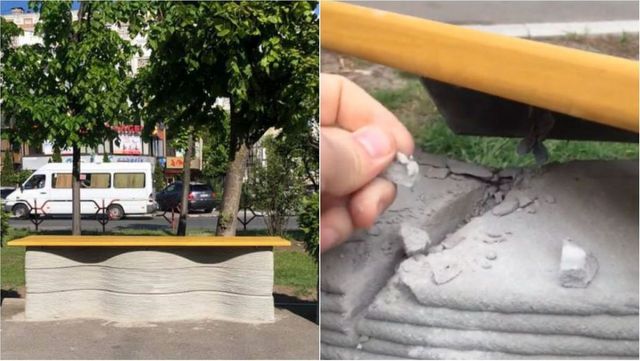 La nici o săptămână de când au fost instalate, câteva bănci 3D de pe aleea Mircea cel Bătrân au fost vandalizate