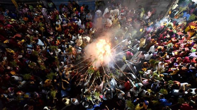Effigy Of Masood Azhar Set On Fire For Holi In Mumbai