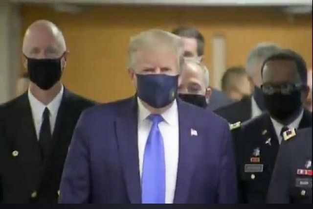 Donald Trump Wears Face Mask In Public For First Time