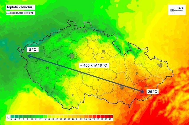 Rozdíl až 18 stupňů Celsia. Nejchladněji bylo během dne v Karlovarském kraji, nejtepleji ve Zlínském
