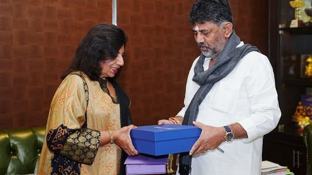 Shivakumar Meets Kiren Mazumdar-Shaw Amid Bengaluru Road Row, Discusses Karnataka’s Growth