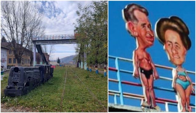 O caricatură cu Nicolae și Elena Ceaușescu, furată din mina Petrila