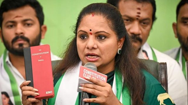 Kavitha accuses Harish Rao and Santosh Rao of accumulating huge assets blinding KCR, being hand-in-glove with Revanth