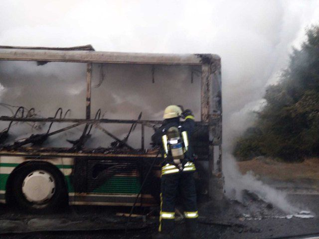 Incendiu la un autobuz cu călători, în Brașov