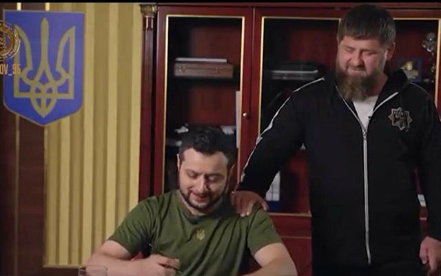 Ramzan Kadîrov a regizat într-un videoclip parodic capitularea Ucrainei, cu un actor rus în rolul lui Zelenski
