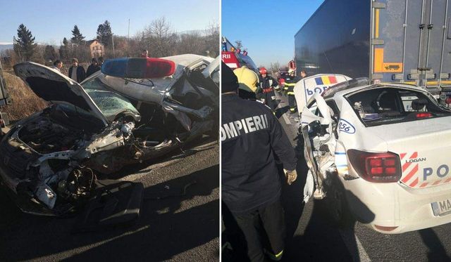 Mașină de Poliție, accident devastator în Buchin, Caraș-Severin