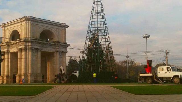 În Centrul Capitalei a fost instalat Pomul de Crăciun
